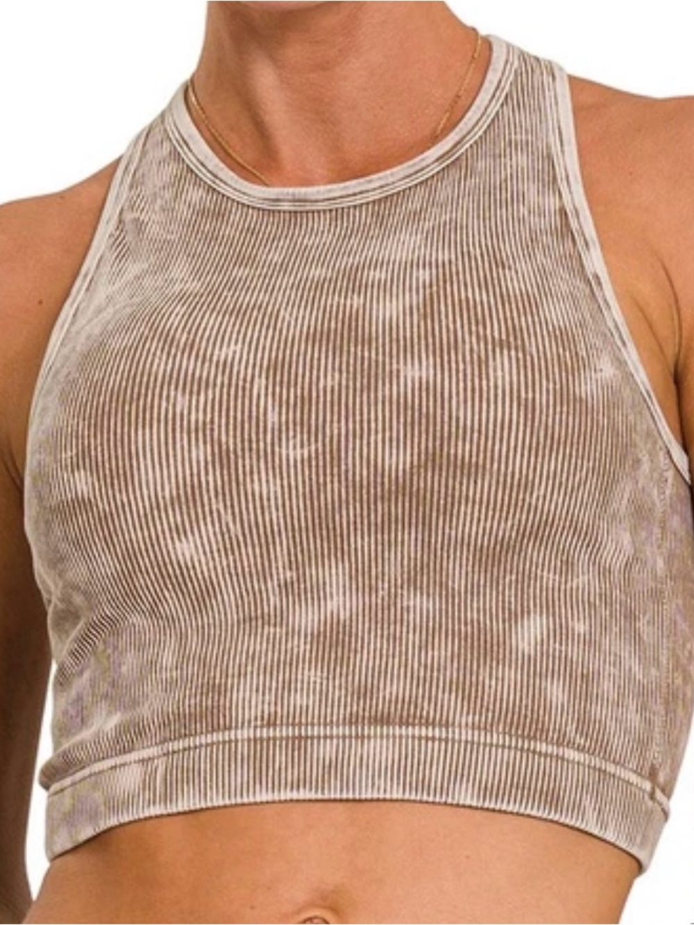 ZENANA Mineral Wash Ribbed Brami Bralette Crop top "NEW" - Picture 2 of 6